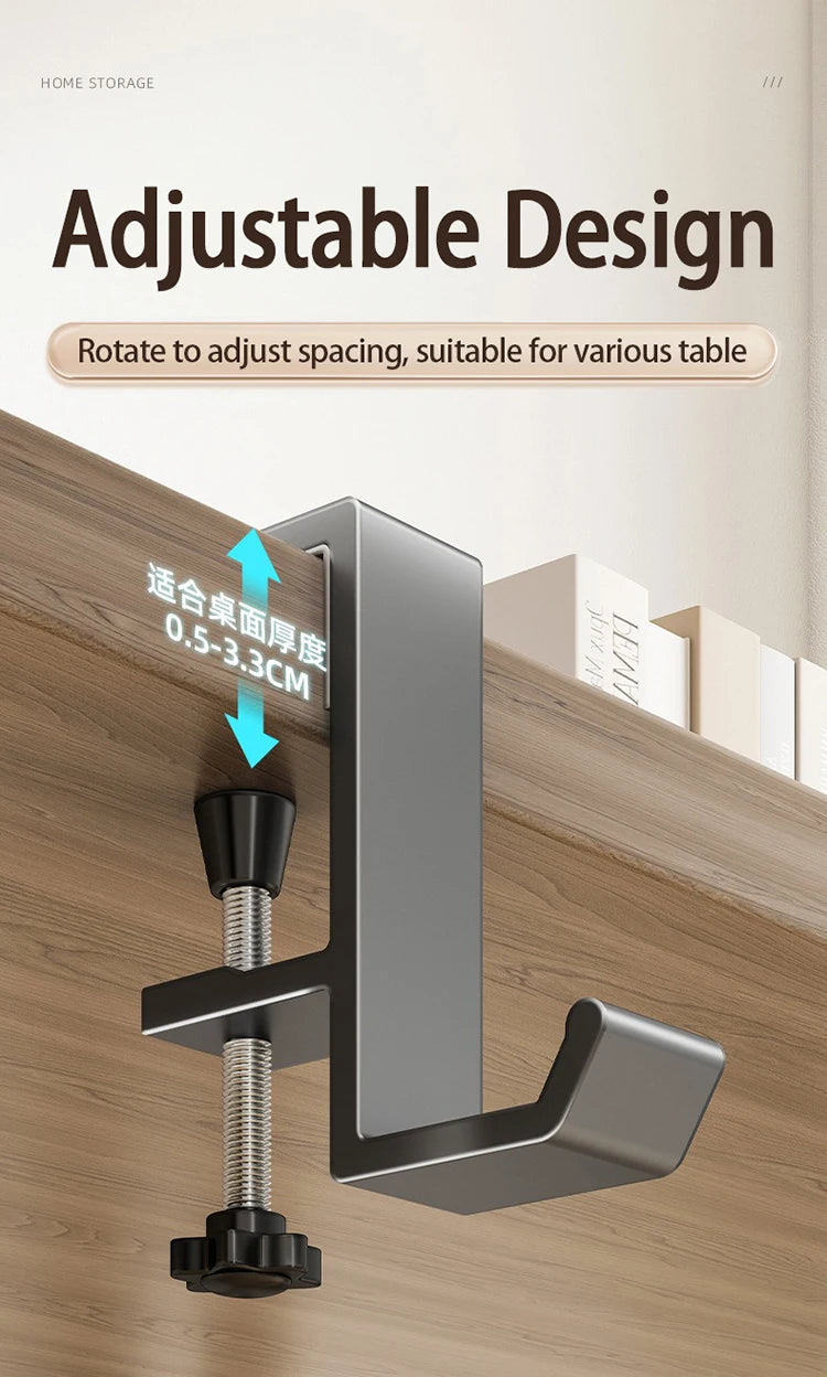 1pcs Punch-free Desk Hook Adjustable Desk Edge Hook Multi - Functional Gaming Headset Hanging Hook Home Office Organizer