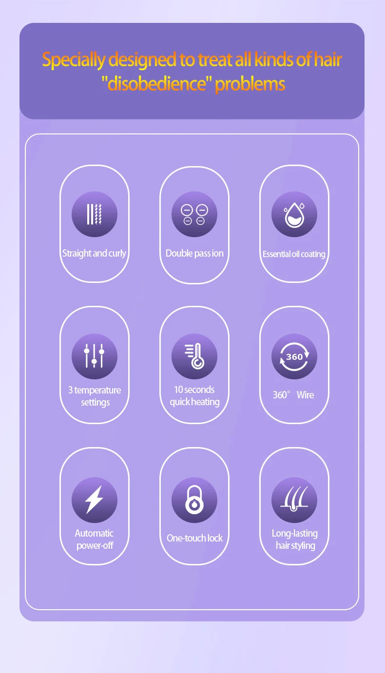 Women's Electric Hairbrush For Xiaomi Straight Hair Curly Hair 2 in 1 Negative Ion Hair Care 10 Seconds Quick Heating Hairbrush