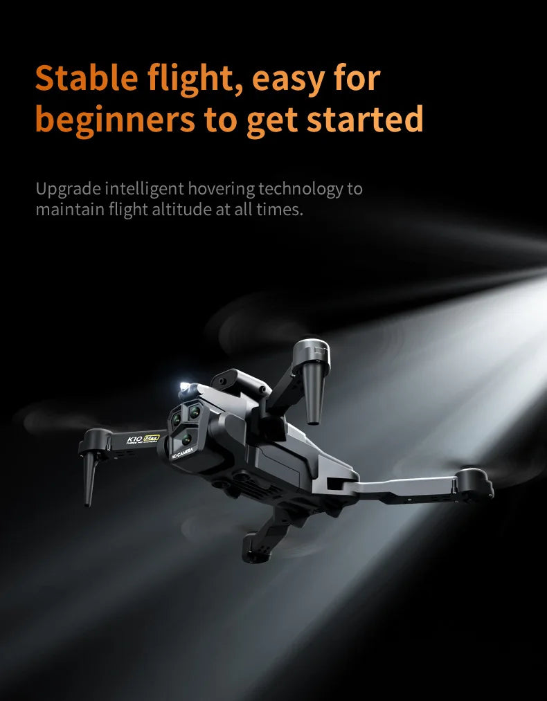 K10 Max RC Drone HD 4K Plane 3 Camera Helicopter Obstacle Avoidance Wifi FPV Quadcopter Optical Flow Aircraft Helicopter Kid Toy