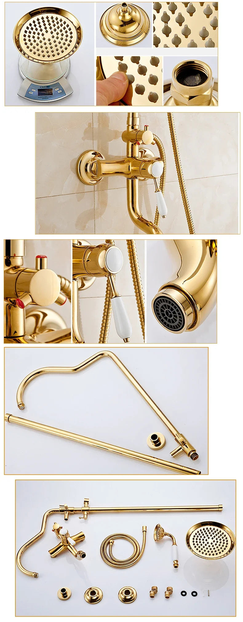 ZGRK Shower Faucets Bathroom Mixer Taps Top Spray Rainfall Shower Head Washing Faucet Antique Shower System Plumbing Crane