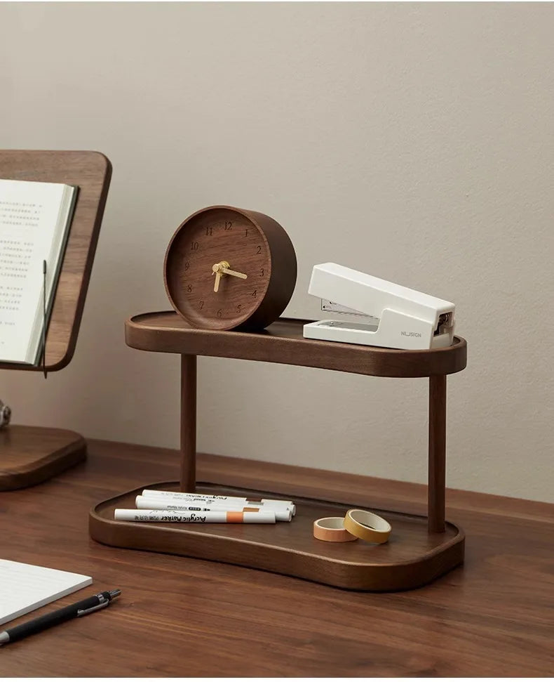 2 Tier Makeup Organizer for Vanity Bamboo Wooden Cup Holder for Coffee Bar Mug Display Rack for Counter Kitchen Storage Shelf