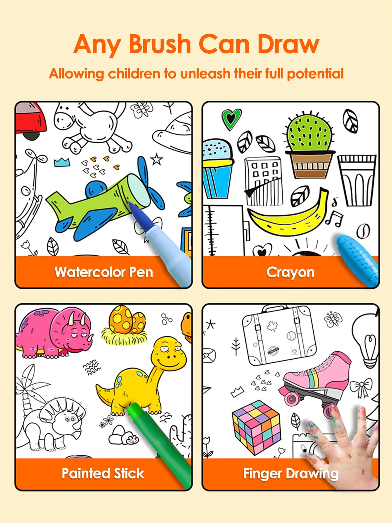 Children Drawing Roll DIY Sticky Color Filling Paper Coloring Paper Roll For Kids DIY Painting Drawing Early Educational Toys