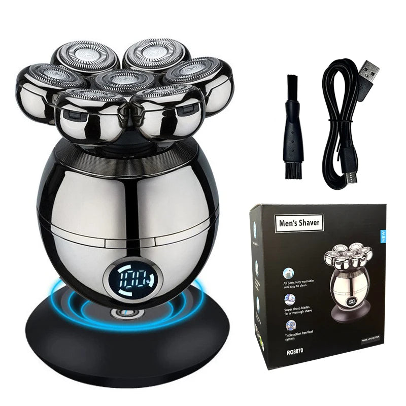 Electric Shaver 7D Floating Cutter Head Base Charging Portable Men Beard Trimmer Clipper Rechargeable Bald Head Electric Razor