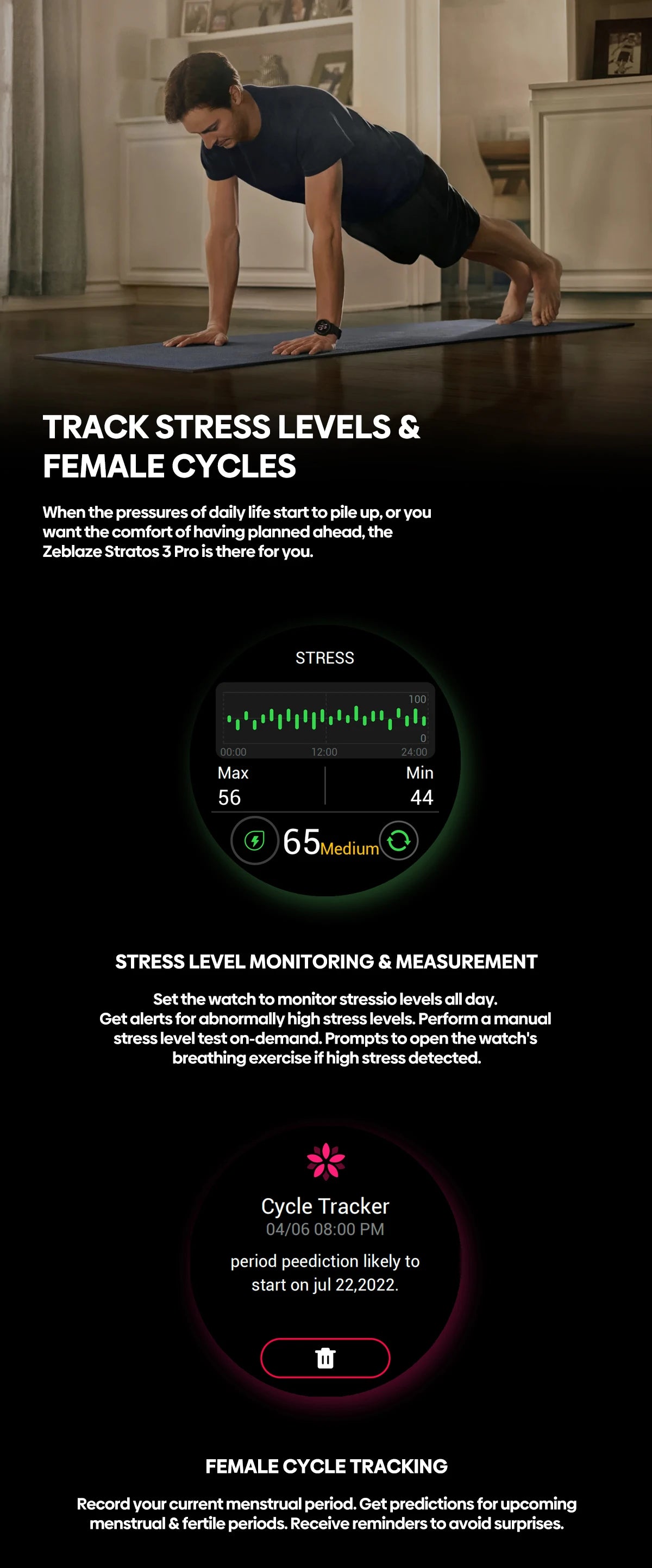 New Zeblaze Stratos 3 PRO GPS Smart Watch 1.43” HD AMOLED Display Built-in GPS Bluetooth Phone Calls Sports Smartwatch for Men