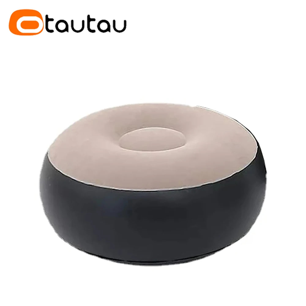 OTAUTAU Inflatable Lounger with Footstool Ottoman Chaise Lounge Recliner Outdoor Portable Camping Couch Garden Chair Pouf SF029