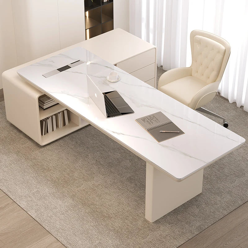 White minimalist office desk modern Elegant high-end design executive desk Mid century luxurymesa ordenador interior furniture