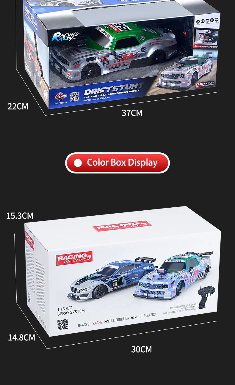 1/16 RC Car AE86 4x4 High-Speed RC Drift Cars 2.4G Remote Control Racing Vehicle 18km/h Waiting For Light Spray Toys for Boys