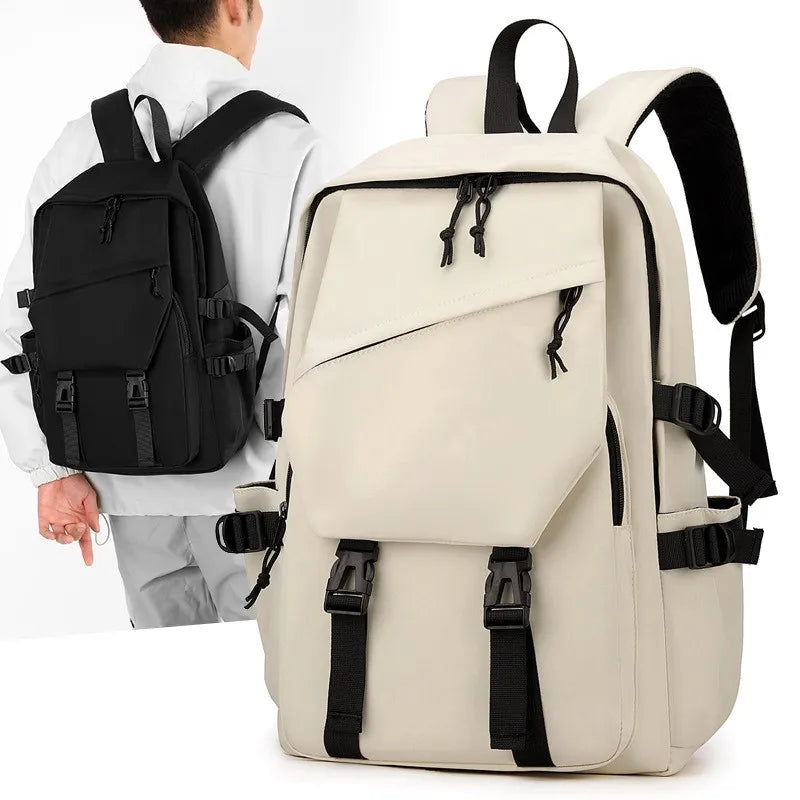 One 15 Inch Polyester Waterproof Solid Color Simple Men's Backpack Fashion Couple Student Computer Backpack