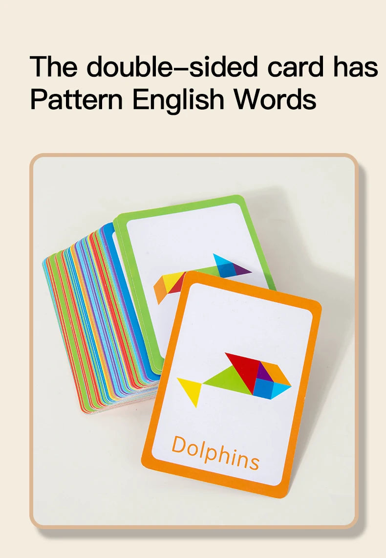 3D Wooden Tangram Jigsaw Puzzles Board Games Kids Montessori Educational Toys Children Kindergarten Geometric Shape Teaching Aid