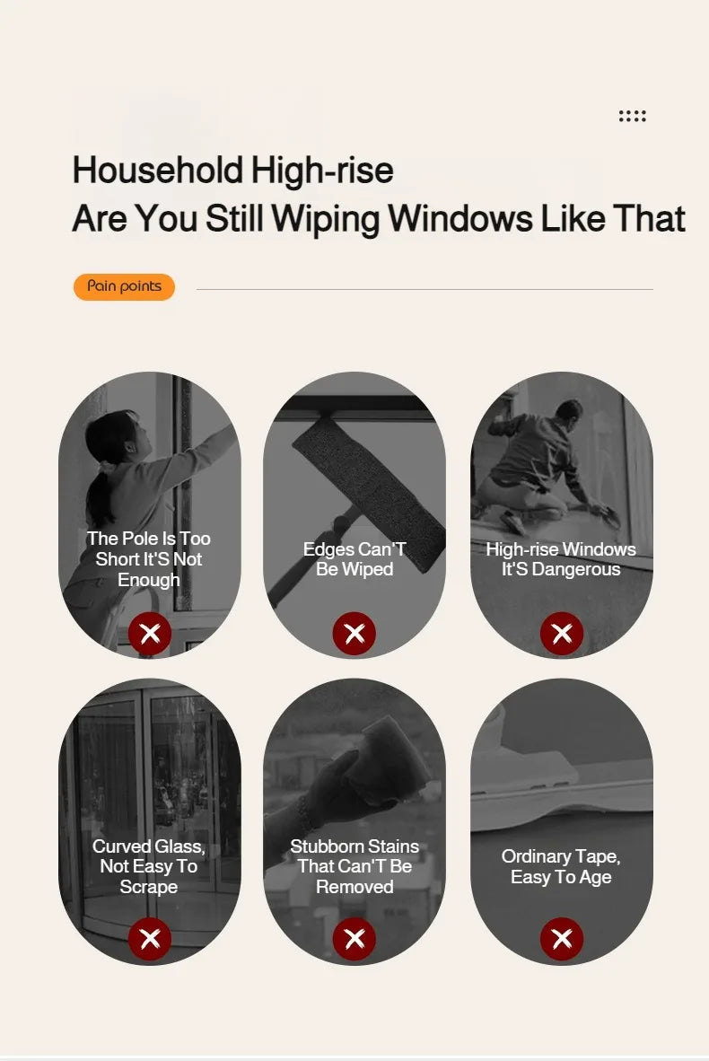 2in1 Highrise Glass Brush Window with Squeegee and Mini Brush Rotatable Glass Wiper Home Cleaning Tool for Glass,Walls and Floor