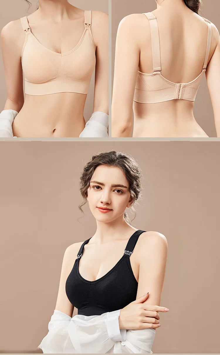 2pcs/Lot Maternity Wireless Front Open Nursing Bra Women's Breathable Seamless Breastfeeding Bras Pregnant  Mom Clothing