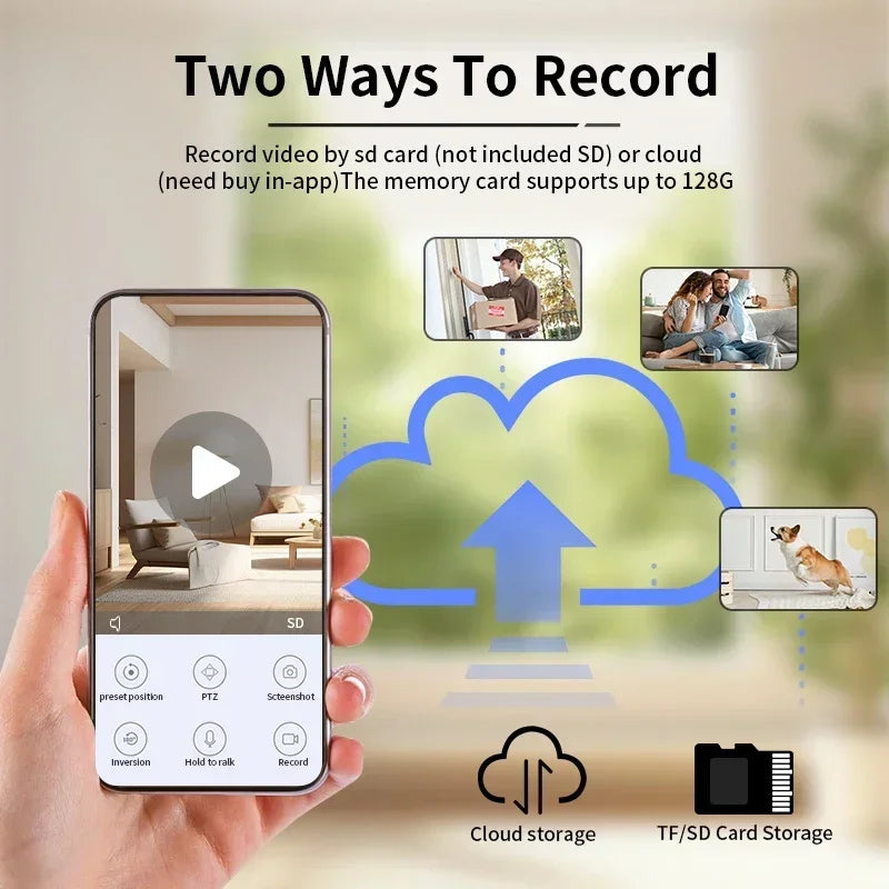 8MP Wifi Surveillance Robot Camera PTZ Security Baby Monitor Two Way Audio Color Night Vision Home IP Cameras AI Smart Tracking