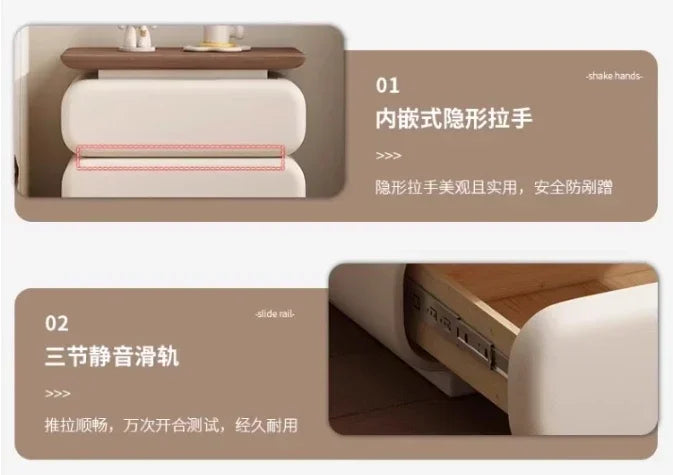 Cream Style Bedside Table Space Saving Nordic Trendy Unique Nightstands Storage Drawers Mesita De Noche Bedroom Furniture