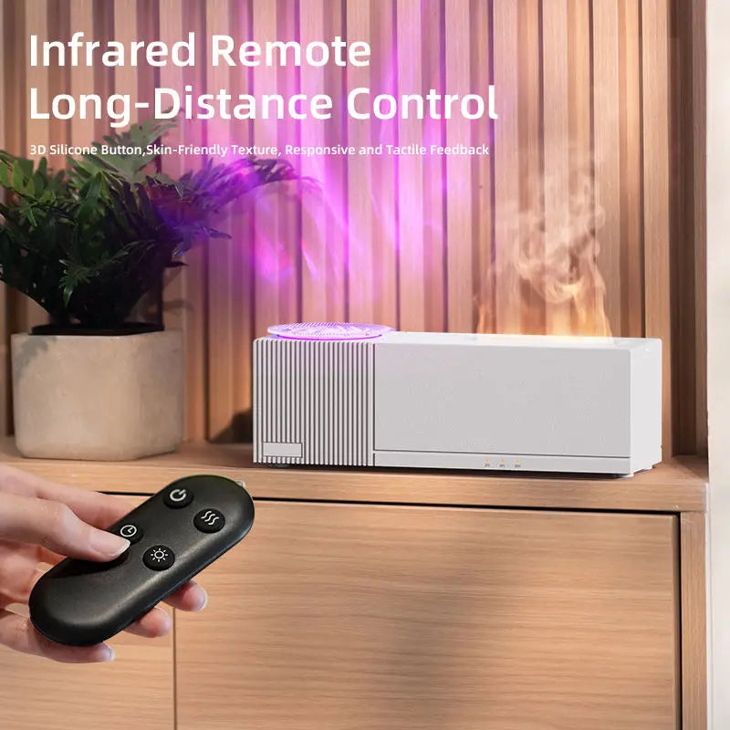 7 Colors Flame Aroma Diffuser with Rippling Water Wave Projector Lamp, 150ml USB Desktop Aromatherapy Air Humidifier for Home