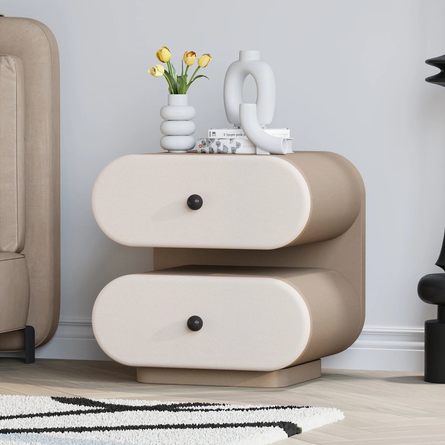 Cream Style Bedside Tables Creative Trendy Space Saving Nightstands Modern Luxury Aesthetic Mesitas De Noche Bedroom Furniture