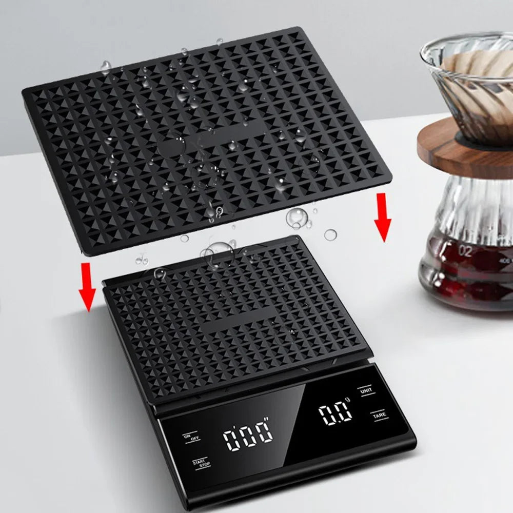 3kg/0.1g Precision Coffee Scale with Timer LCD Digital Kitchen Scale Multifunction Weighing Scale Pour Over Drip Coffee Scale