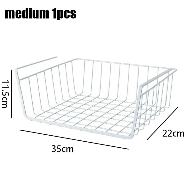 Multi Functional Shelf Desk Cabinet Storage Rack Under Table Hanging Mesh Basket Wardrobe Holders Metal Iron Kitchen Organizer