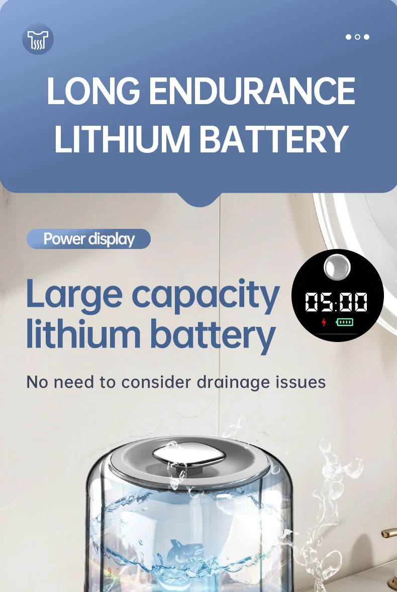 F1 portable mini washing machine with USB charging, silent and fully automatic washing machine, a must-have for dormitory travel