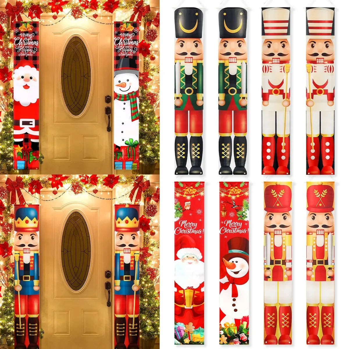 Nutcracker Santa Door Banner Decor 2025 Christmas Decorations for Home Xmas Hanging Ornaments Navidad Noel Gifts New Year 2026