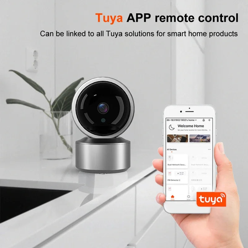 5MP WiFi Baby Monitor Security Camera, Tuya Smart Life APP, 355° PTZ Auto Tracking, IR Night Vision, 2-Way Audio Indoor IP Cam