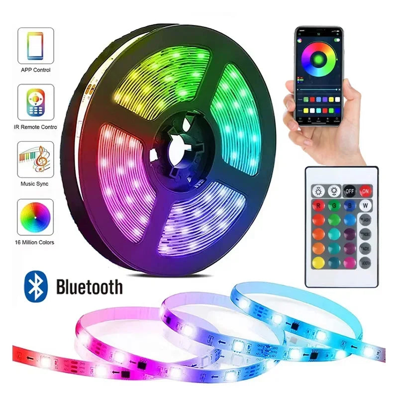 1-30M 5V USB Bluetooth LED Strip Light SMD 5050 5V RGB Flexible LED Strip Bluetooth APP Control Color Change For TV background