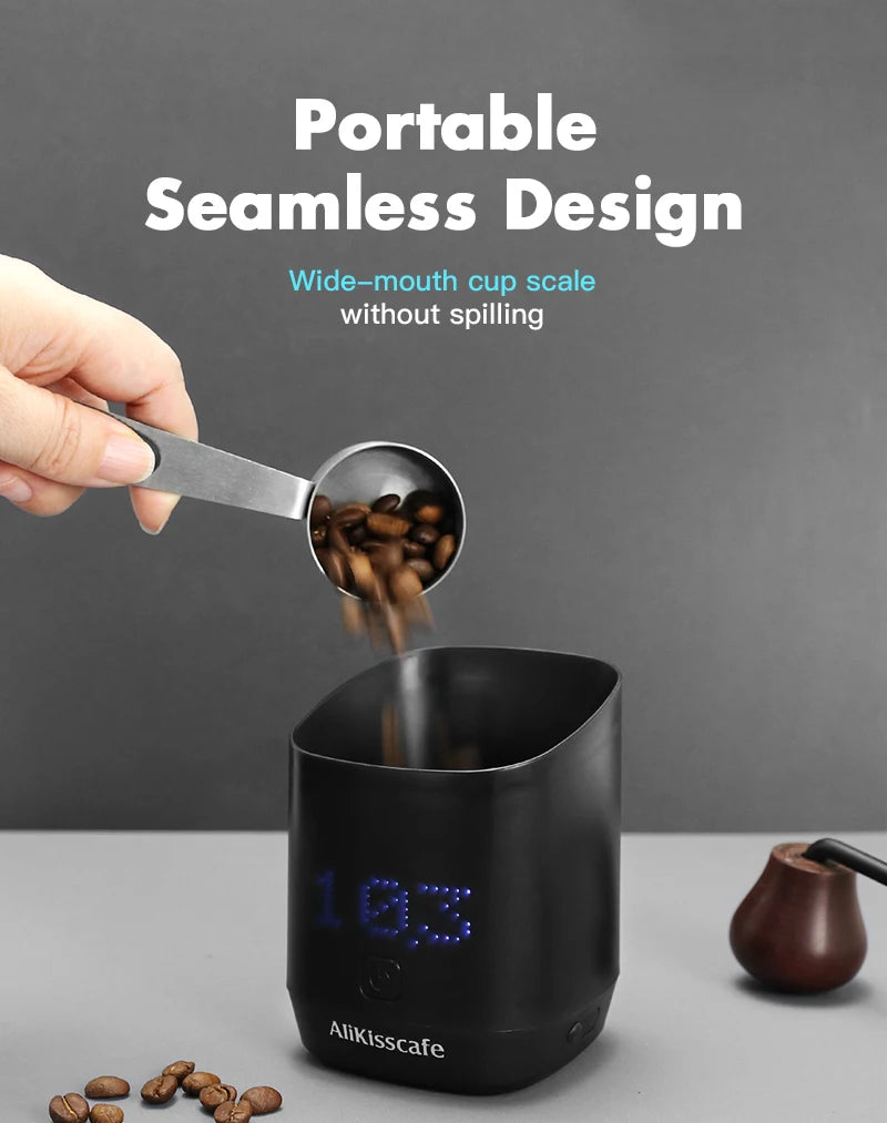 AliKisscafe Digital Dosing Cup Coffee Scale Display Tray Precise Scale Measuring Cup Kitchen Barista Tools Espresso Accessories