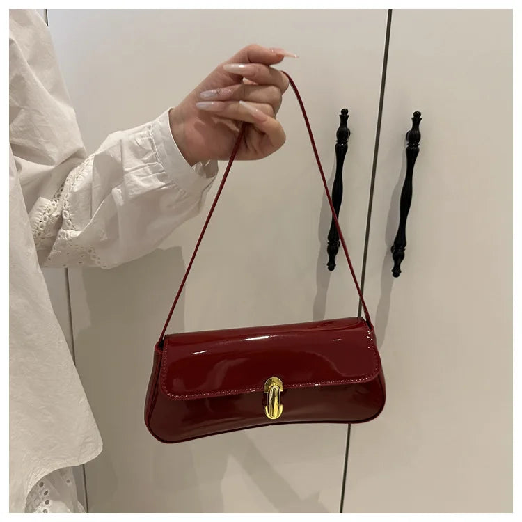 Women's Vintage Faux Oiled Leather Flap Decor Shoulder Underarm Bag, Buckle Baguette Tote Bag Suitable for Dating, Outing, Party