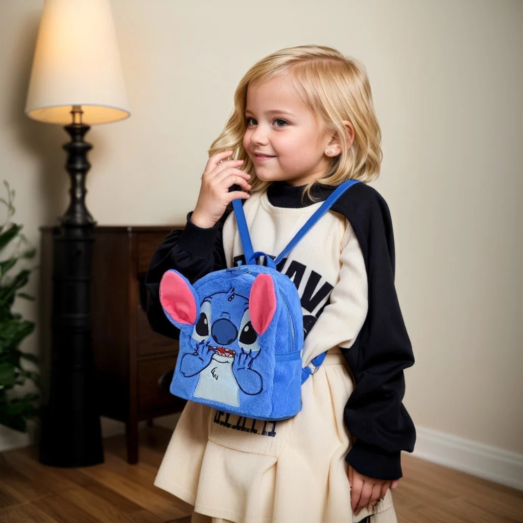 2025 New Disney Children's Backpack Cute Plush Stitch Cartoon Backpack For Kids Gifts Unisex