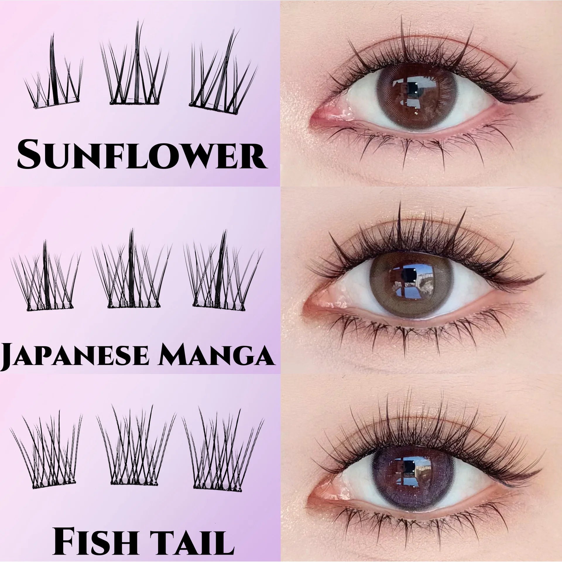 MIAOJIE No-Glue False Eyelashes - Easy 3-Step Application Natural Look Large CapacityPerfect for Beginners with Sunflower Design