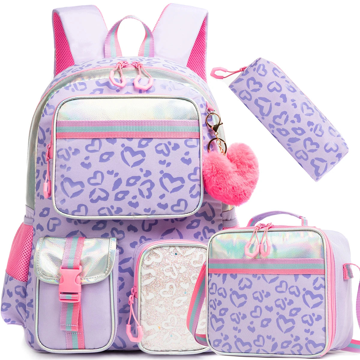 Meetbelify Backpack for Girls Schoolbag Aesthetic Backpack for Elementary Student Teen Girls Bookbag with Lunchbox and Penbag