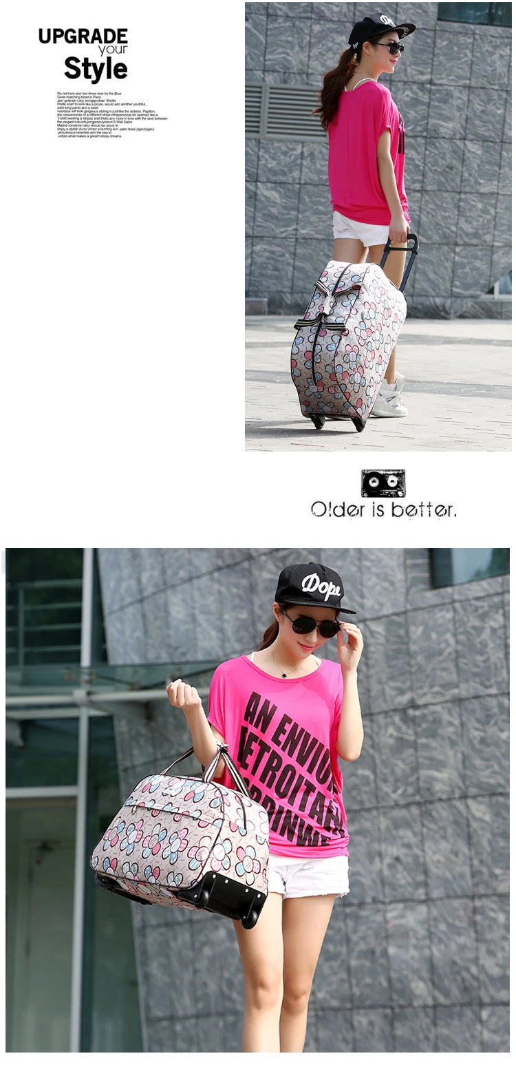 Large Capacity Travel Trolley Bags Women Men Wheeled Bag Oxford Waterproof Rolling Luggage Suitcase Travel Bag With Wheels