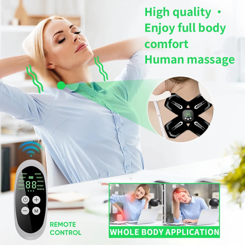Neck Massager Body Massage EMS Electric Cervical Massage Patch Low Frequency Pulse Muscle Stimulator Pads Pain Relief Relaxation