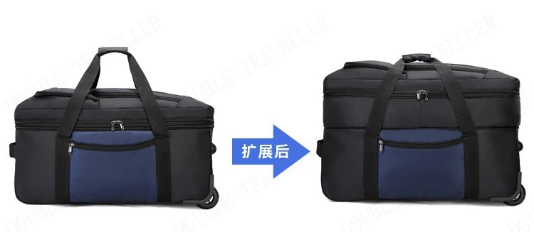 2025 New Travel Bags with Wheels Oxford Cloth Trolley Luggage Bag Organizes Folding Bags Quality Large Size Suitcases valises