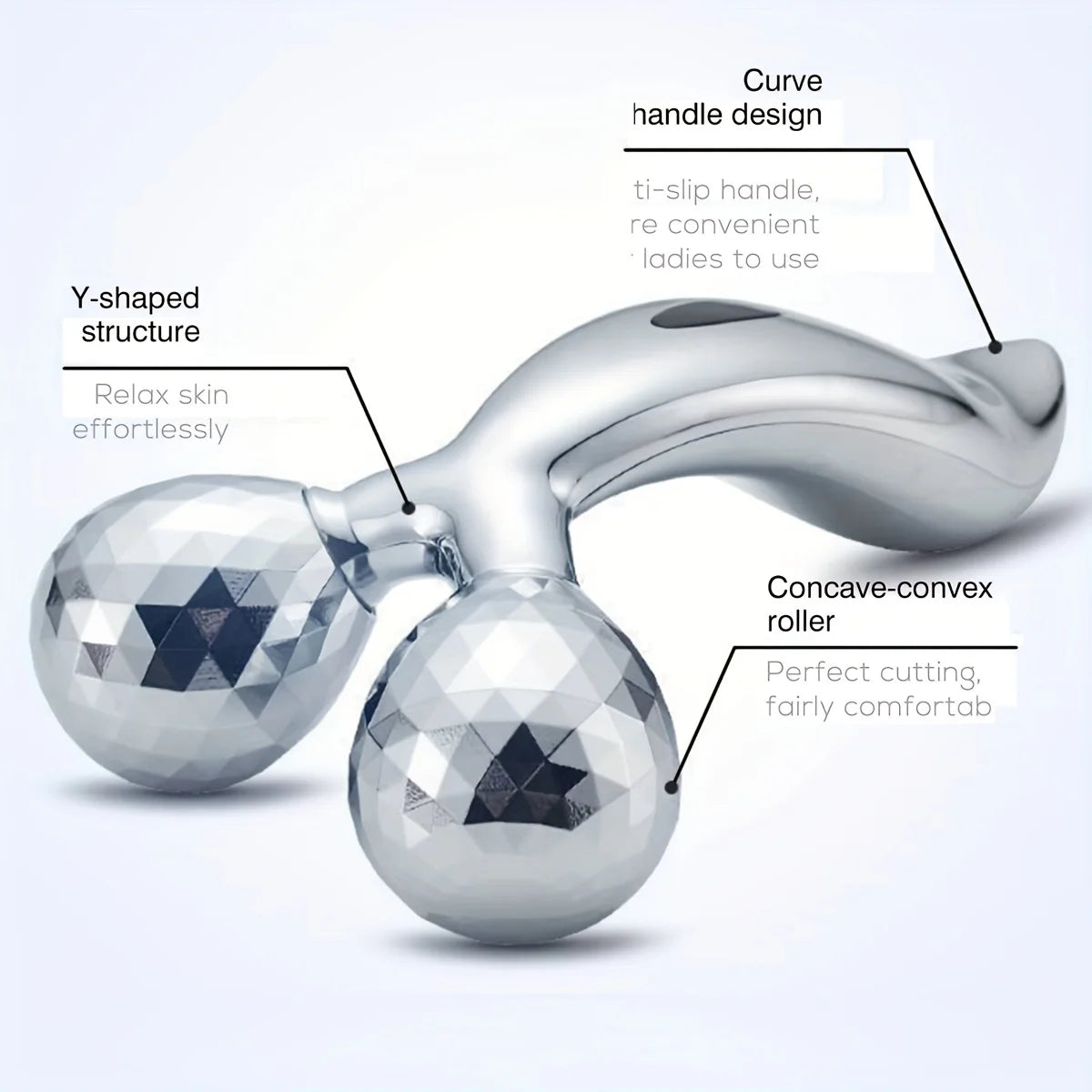 One Piece 3D Facial Roller Massage Tool - 3D Roller Face Slimmer - Manual Facial Massager - Silver