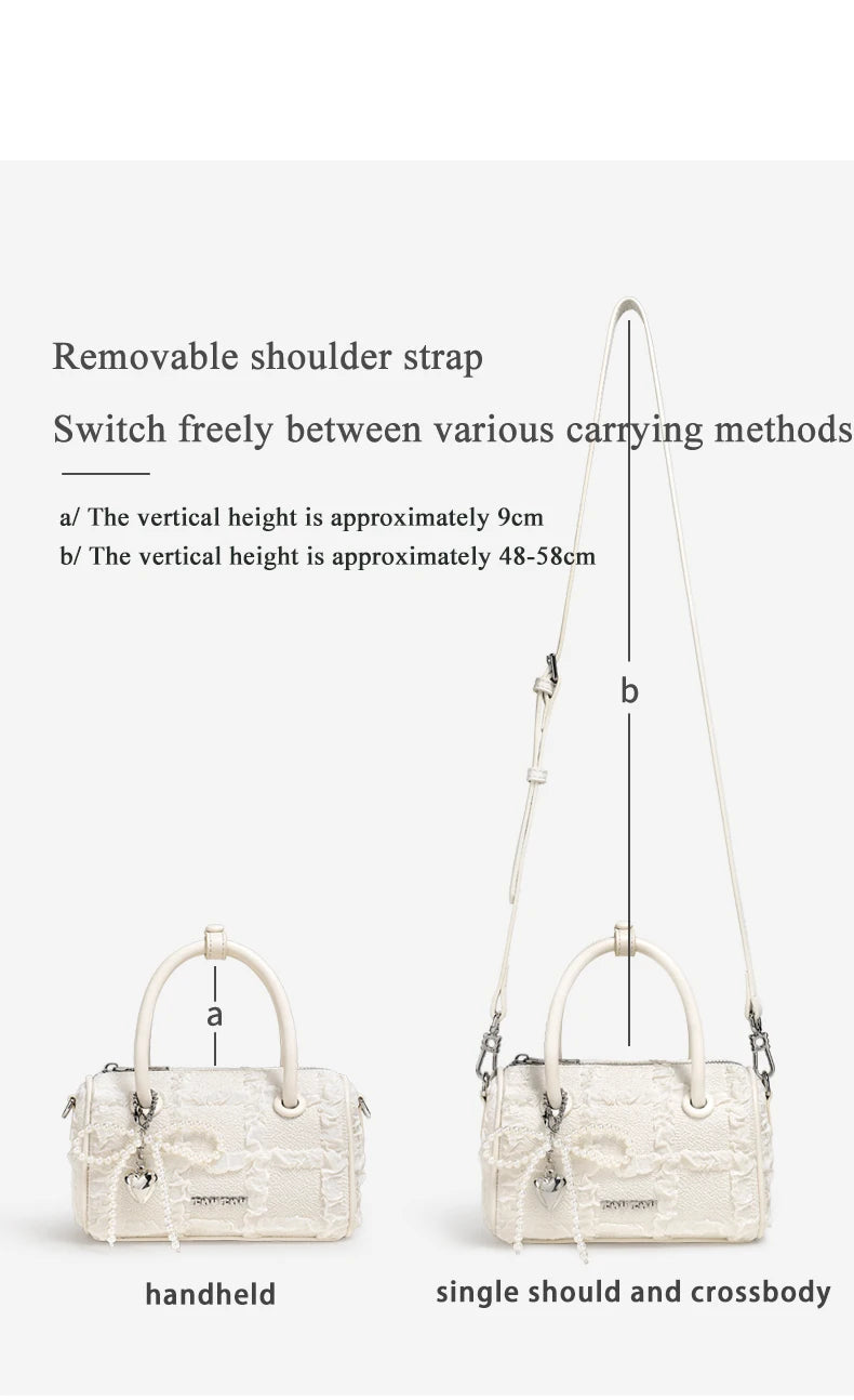 TOUTOU Women Boston Bowling Bag Charm Original Designer Brand White Handbag Adjustable Shoulder Strap Teacher Christmas Gift