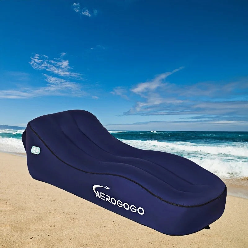 One Click Self Inflating Lazy Sofa Portable Inflatable Sofa Lounge Chair, Beach Camping Leisure Wave Sofa Chair, Rechargeable