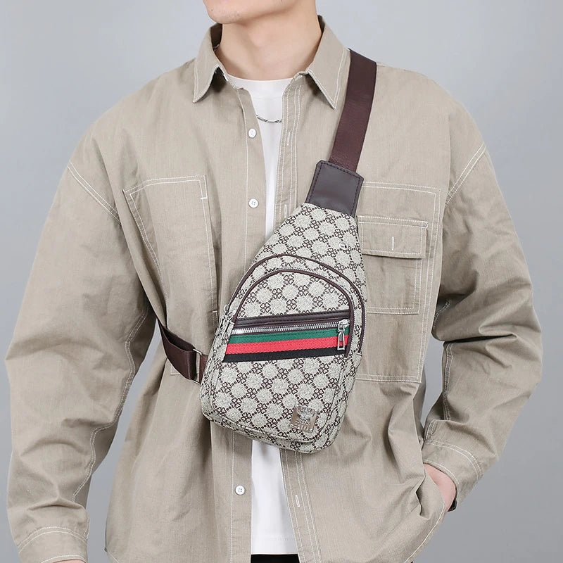 Men's Multifunction Messenger Bag Shoulder Cloth Chest Bags Crossbody Casual Handbag with Earphone Hole