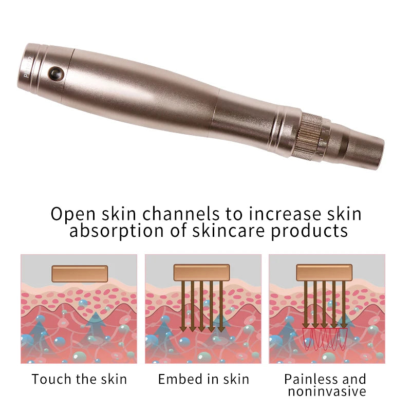 Professional Derma Pen Microneedle Pen With Needles Cartridges Skin Care Device Wireless Microneedling Machine Beauty Tool