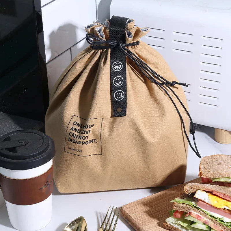 Canvas Lunch Bag Bento Box Handbag Outdoor Portable Picnic Dinner Container School Fresh Keeping Food Storage Tote Accessories