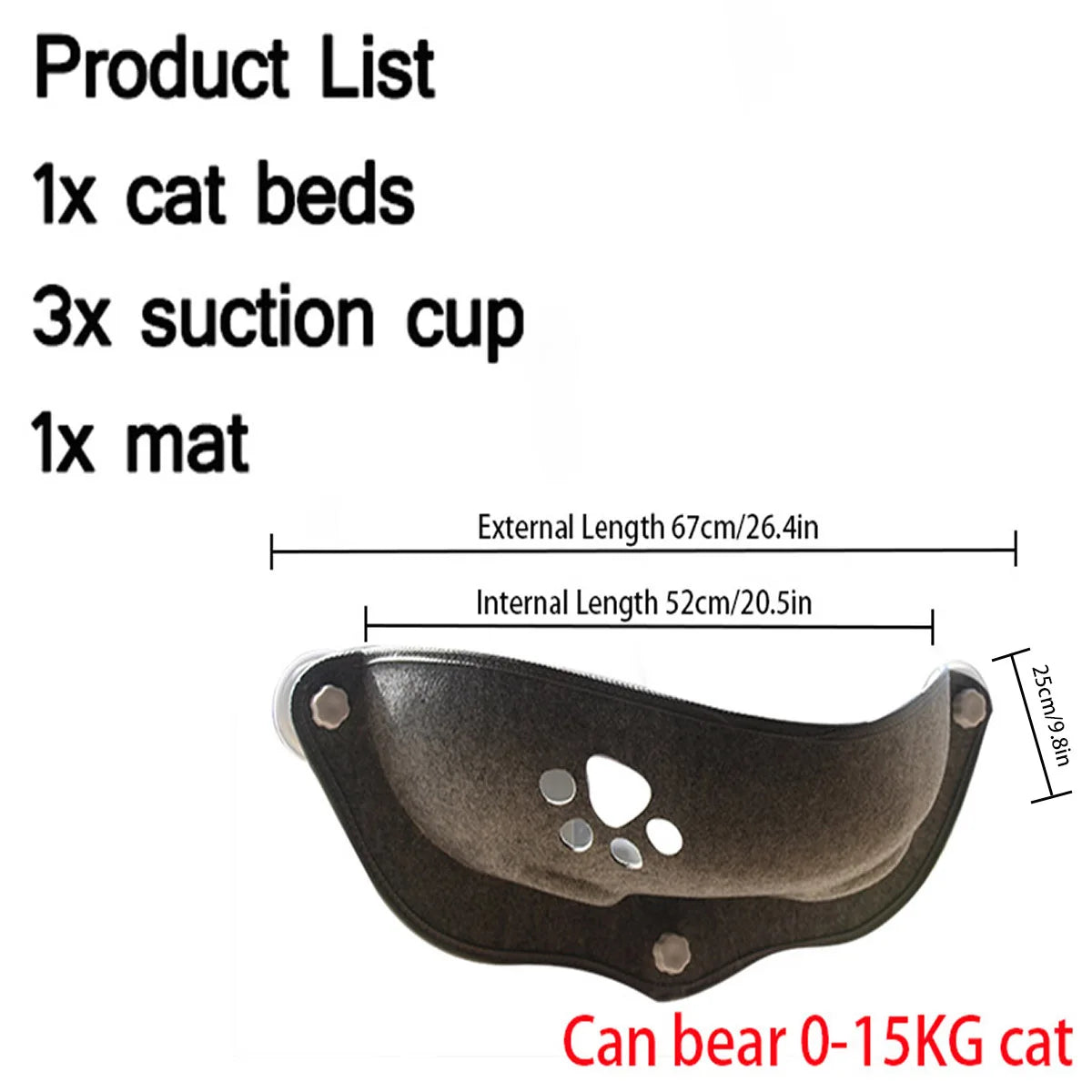 Hot Sale Pet Hammock Beds Bearing 20kg Cat Window Lounger Suction Hammock Pet Cat Window shelf Comfortable Cat Ferret Pet Bed
