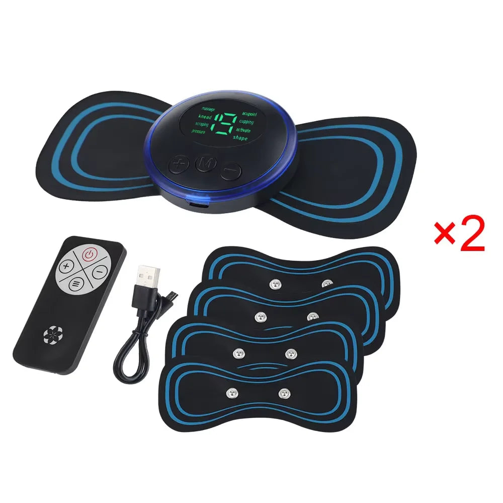8 Modes Neck Massager Electric Back Shoulder Full Body Leg Massage Pad Remote Control Muscles Relax Fatigue Relief Patches Mini