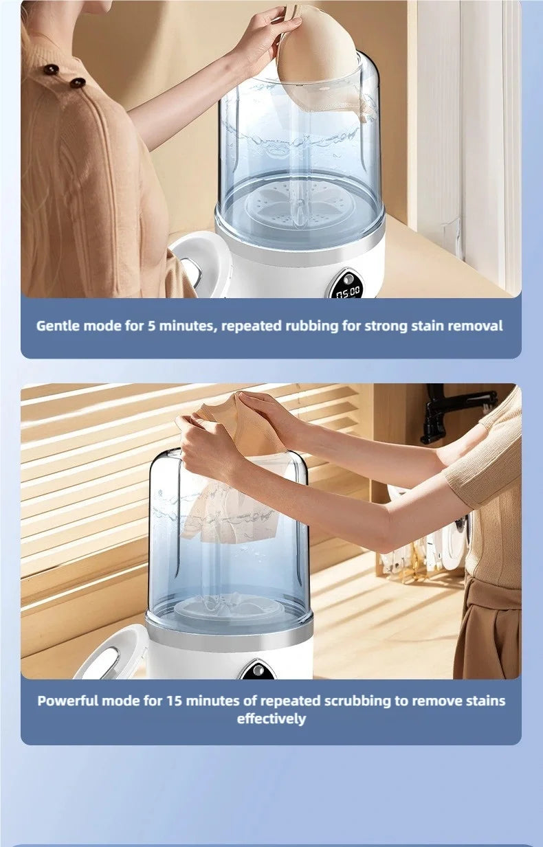 Cordless 1.5L Mini Washer 3600mAh Dual Speed Adjustable for Traveling Socks Underwear Portable Clothes Washing Cups