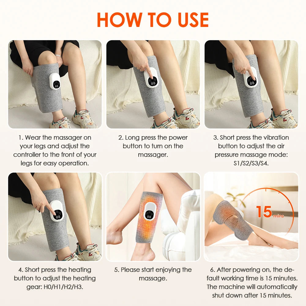 Wireless Air Pressure Calf Massager Machine 4 Modes Kneading Leg Massager Foot Leg Muscle Relaxation Promote Blood Circulation