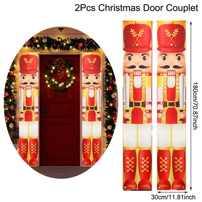 Nutcracker Santa Door Banner Decor 2025 Christmas Decorations for Home Xmas Hanging Ornaments Navidad Noel Gifts New Year 2026