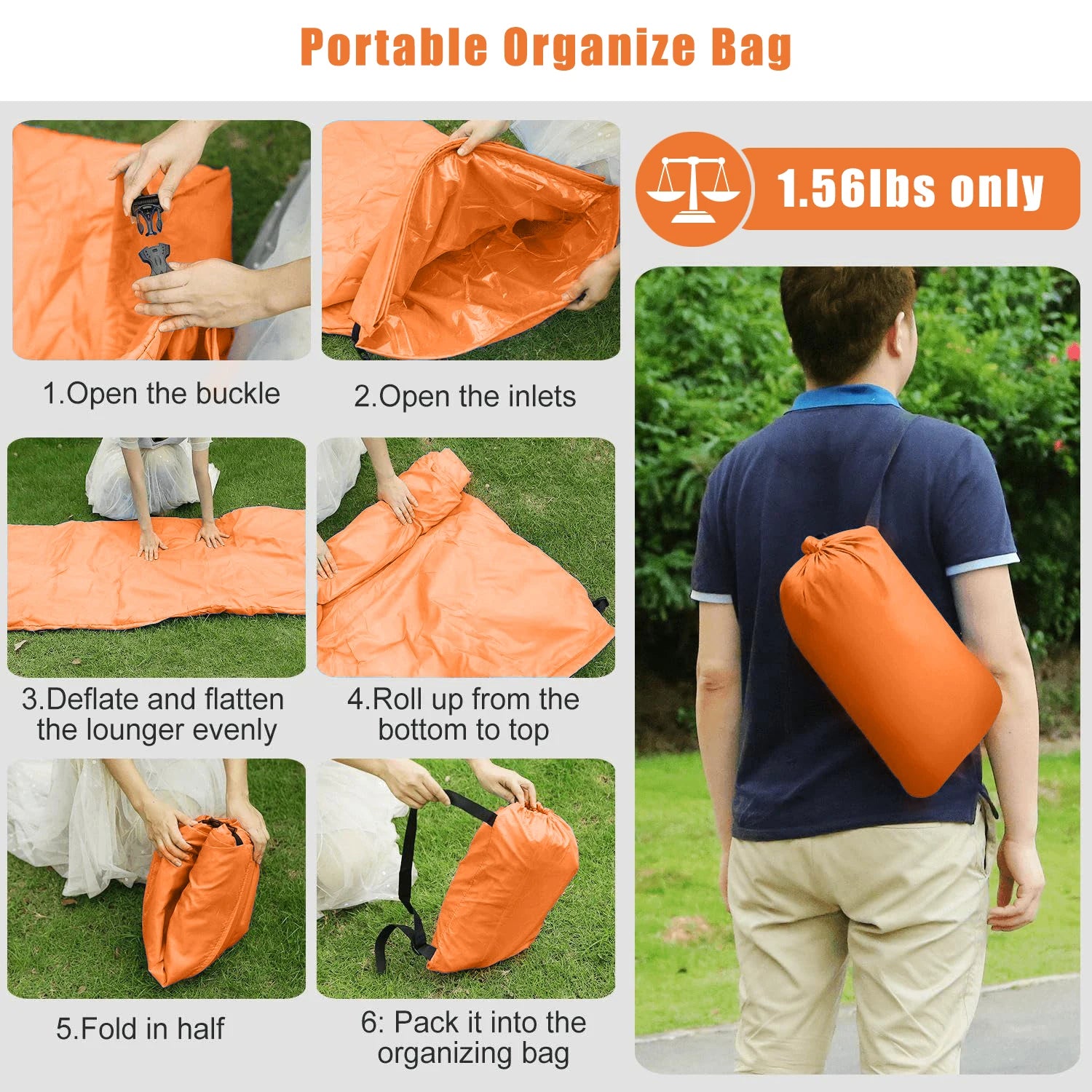 Single Person Lazy Inflatable Sofa Portable Outdoor Beach Air Sofa Bed Folding Camping Sleeping Bag for Comfortable Rest