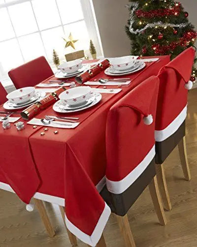 1-6PCS Christmas Decor Chair Covers Santa Claus Red Hat Chair Cap Kitchen Dining Chair Slipcovers Sets For Christmas Holiday
