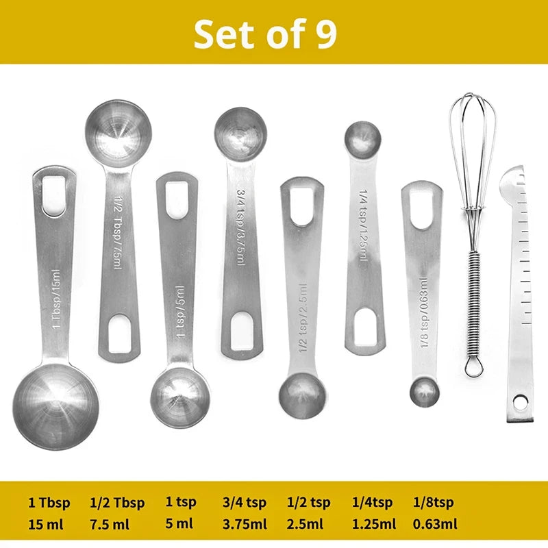 6/9/11Pcs Measuring Spoons Set Stainless Steel Seasoning Coffee Scoop Measuring Spoon With Scale Kitchen Baking Measuring Tools