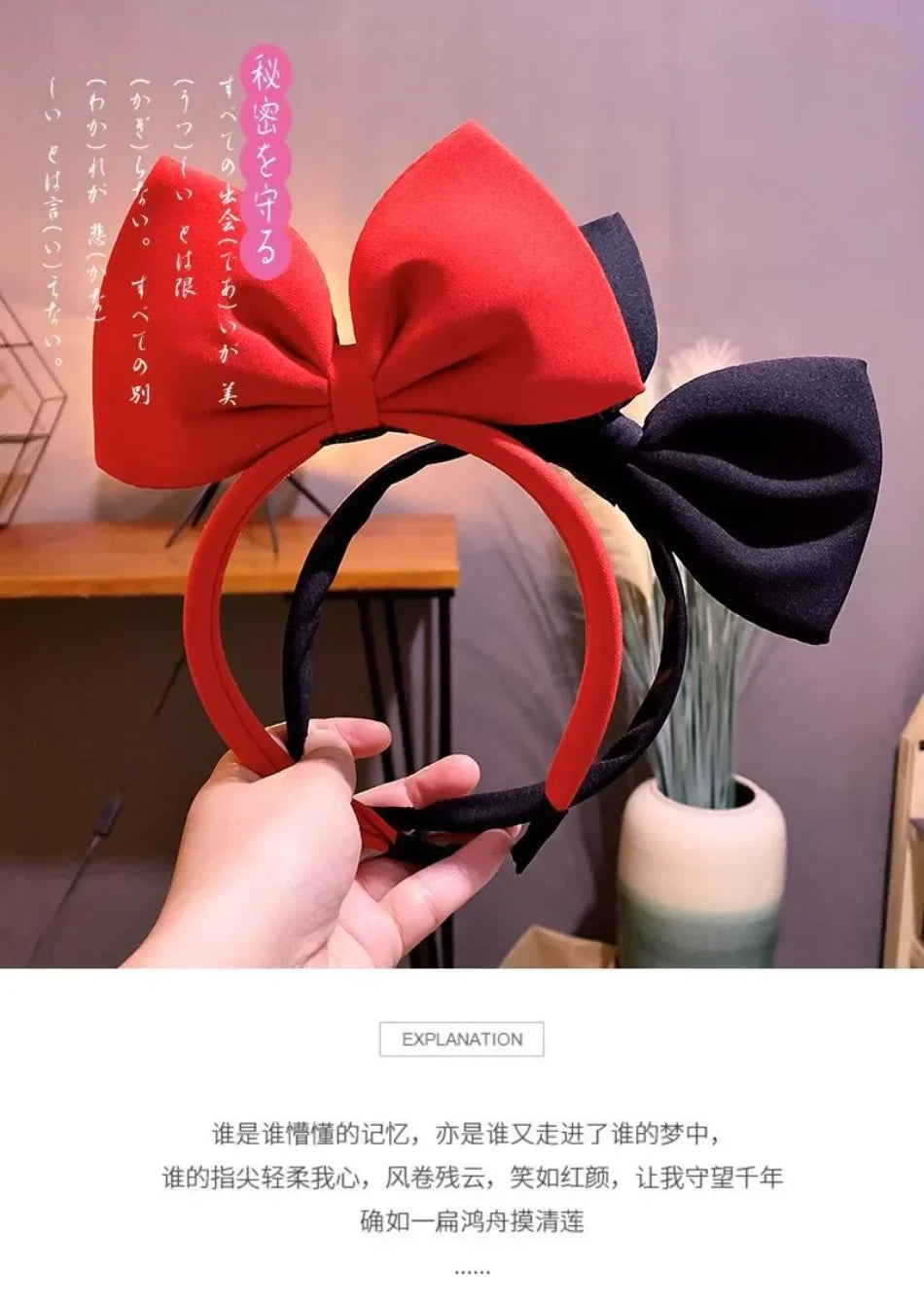 Girls Hair bows Hair Accessories Red Snow White Hair Band Handmade Red Bow Headband Fabric Bow Tie Net Red Hair Band Headdress