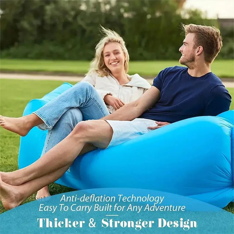 Portable Lazy Inflatable Sofa - Outdoor & Indoor Foldable Air Mattress, Quick-Fold Sofa Bed for Lunch Breaks