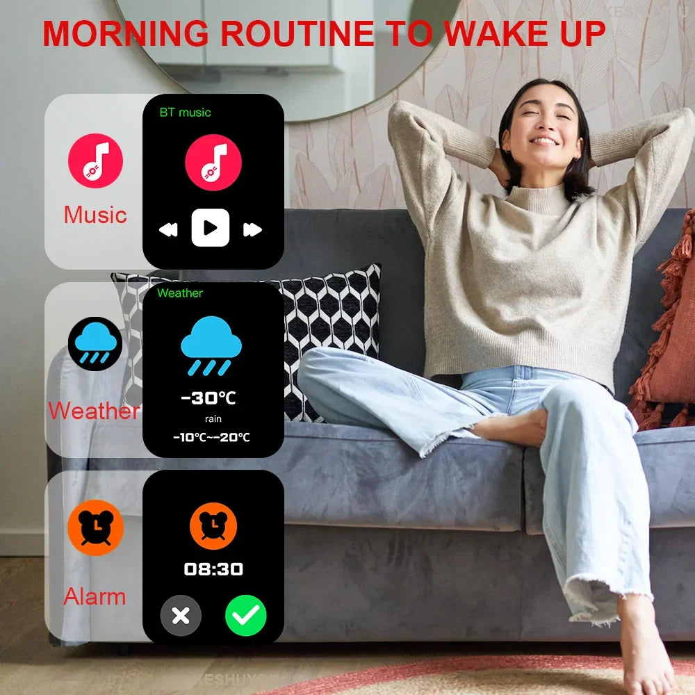 KESHUYOU H9 2025 Smart Watch 2.01-inch HD Display Receive Make Calls Message Preview Sport Mode Weather Forecast Smart Watch